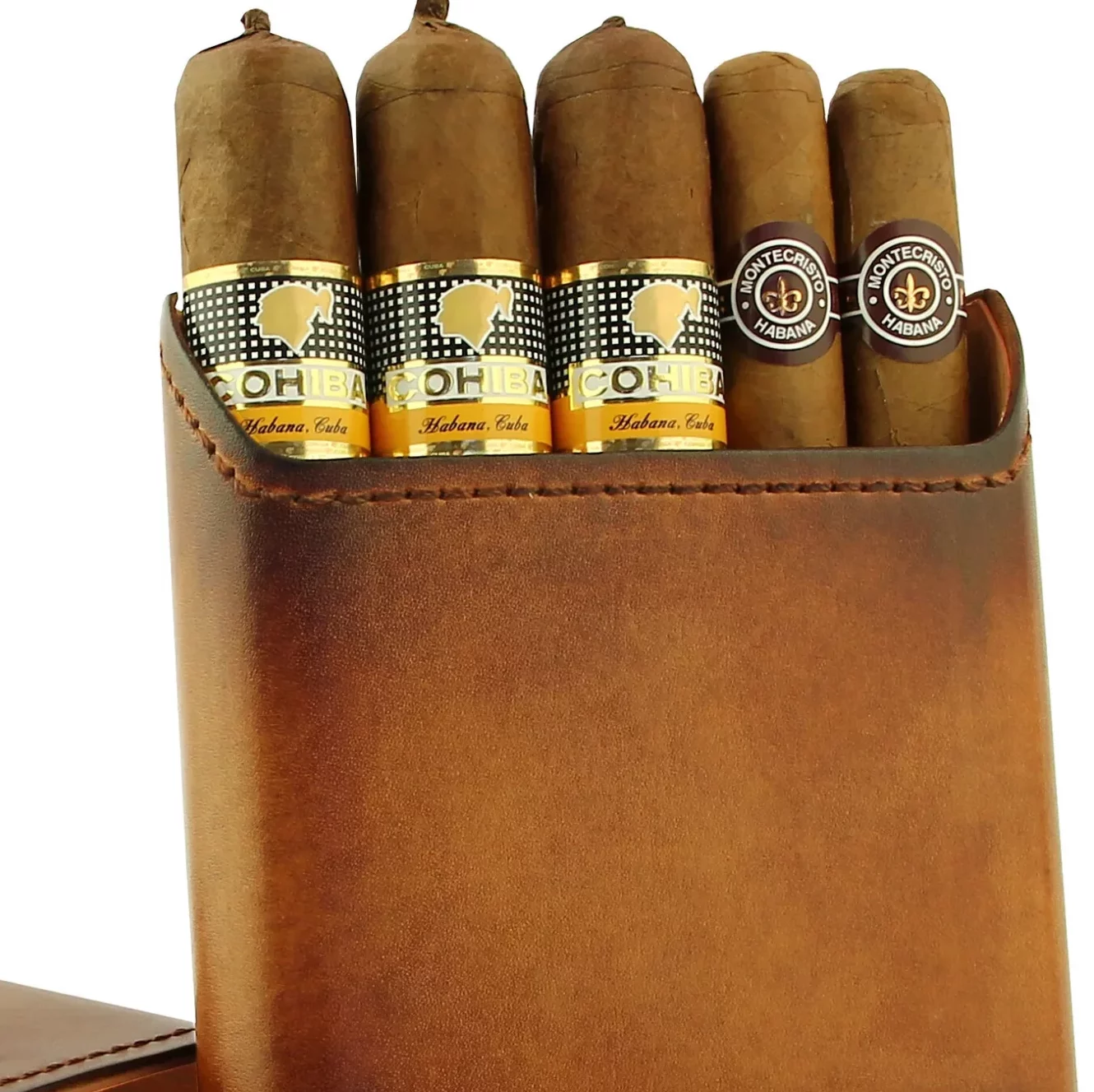 Étui à cigares Adorini Vintage – Cuir marron, 3 à 5 cigares