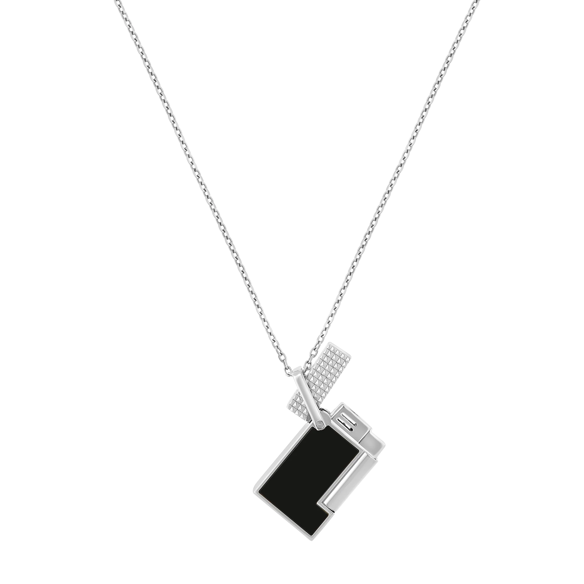 Lighter Necklace – Laqué Noir & Finitions Argentées