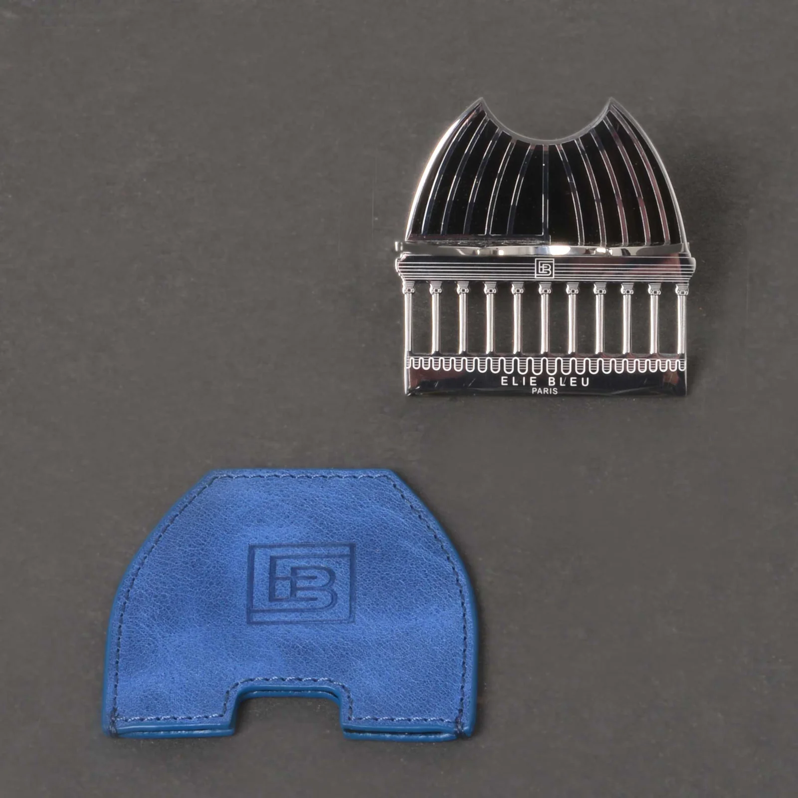 Porte-Cigare de Poche Elie Bleu « El Capitolio » — Argenté, Étui Cuir Bleu – Image 4