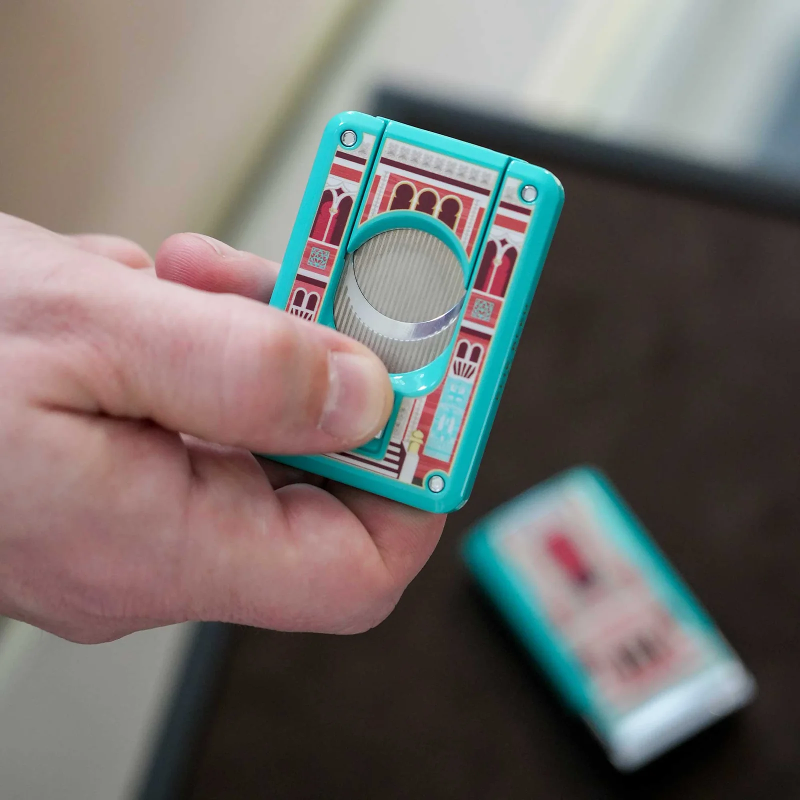 Coupe-cigare Elie Bleu Casa Cubana « Cienfuegos » — Double Lame, Laque Turquoise – Image 3